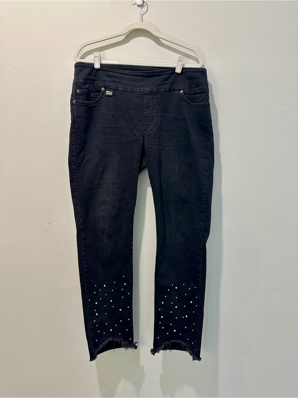 LISETTE Black Cropped Jeans with Studded Hem